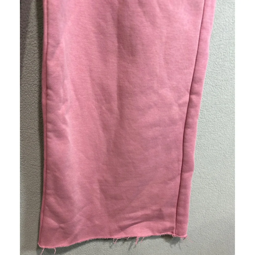 Nike Sweatpants Women XS Pink Wide Leg High Rise Fleece Cut Hem High Waist